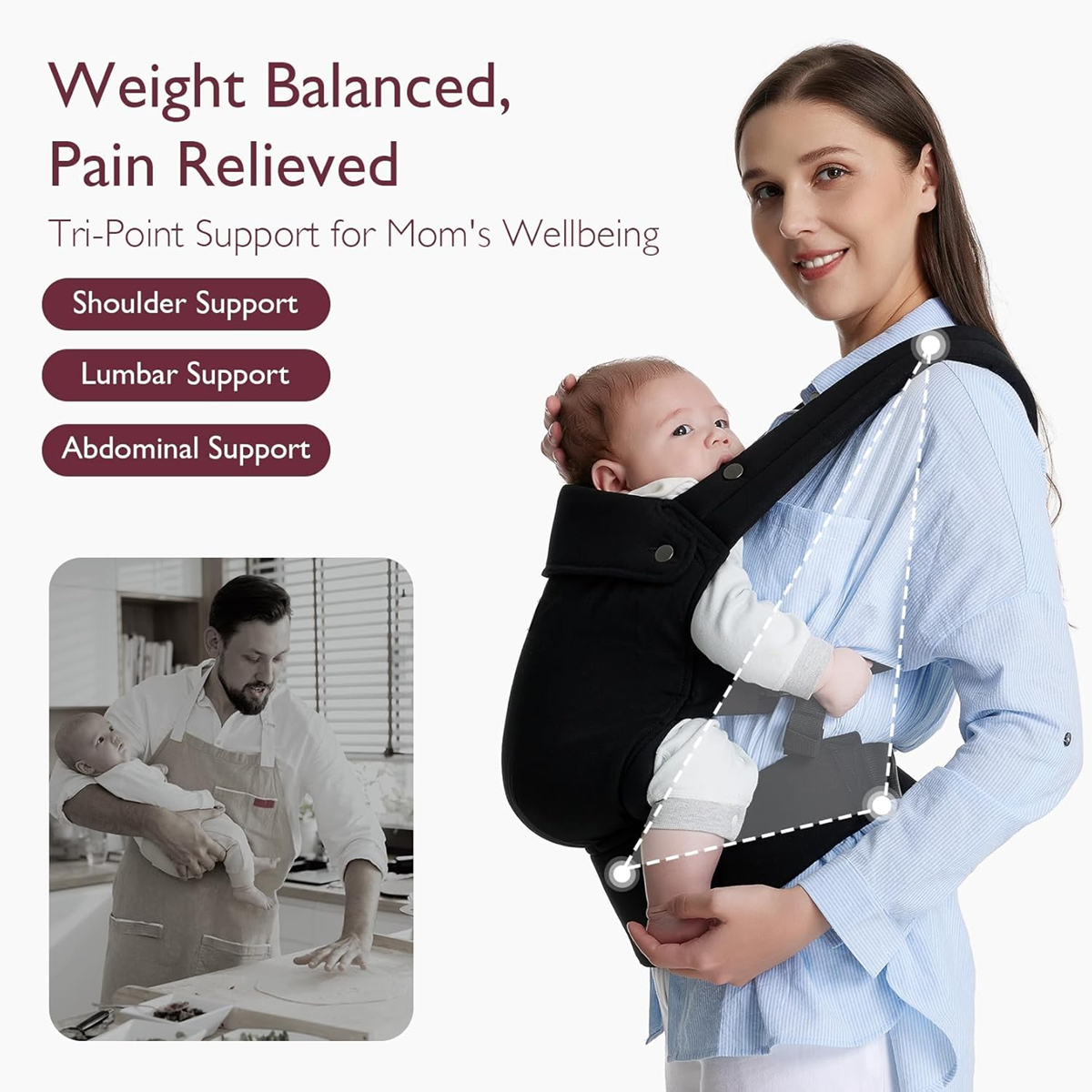 MOMCOZY Μάρσιπος για νεογέννητα και βρέφη 3–20 kg ρυθμιζόμενος