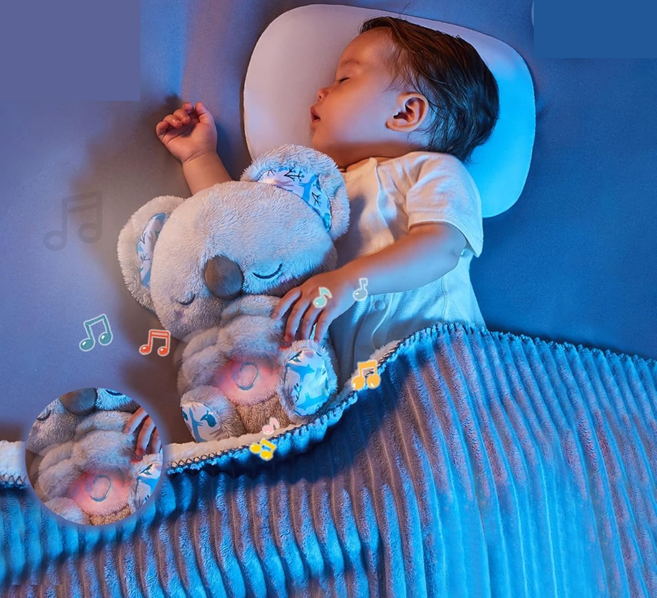 AUBY oso koala dormilón con móvil para cuna, nanas, luz, 25 cm