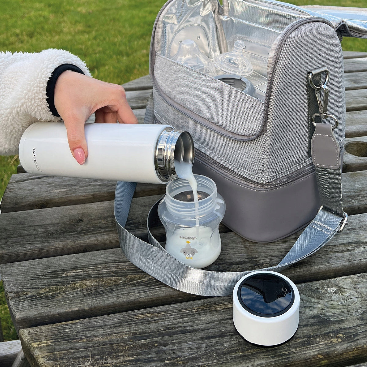 NUBY RapidCool termo enfriador para preparar leche 240 ml con LED