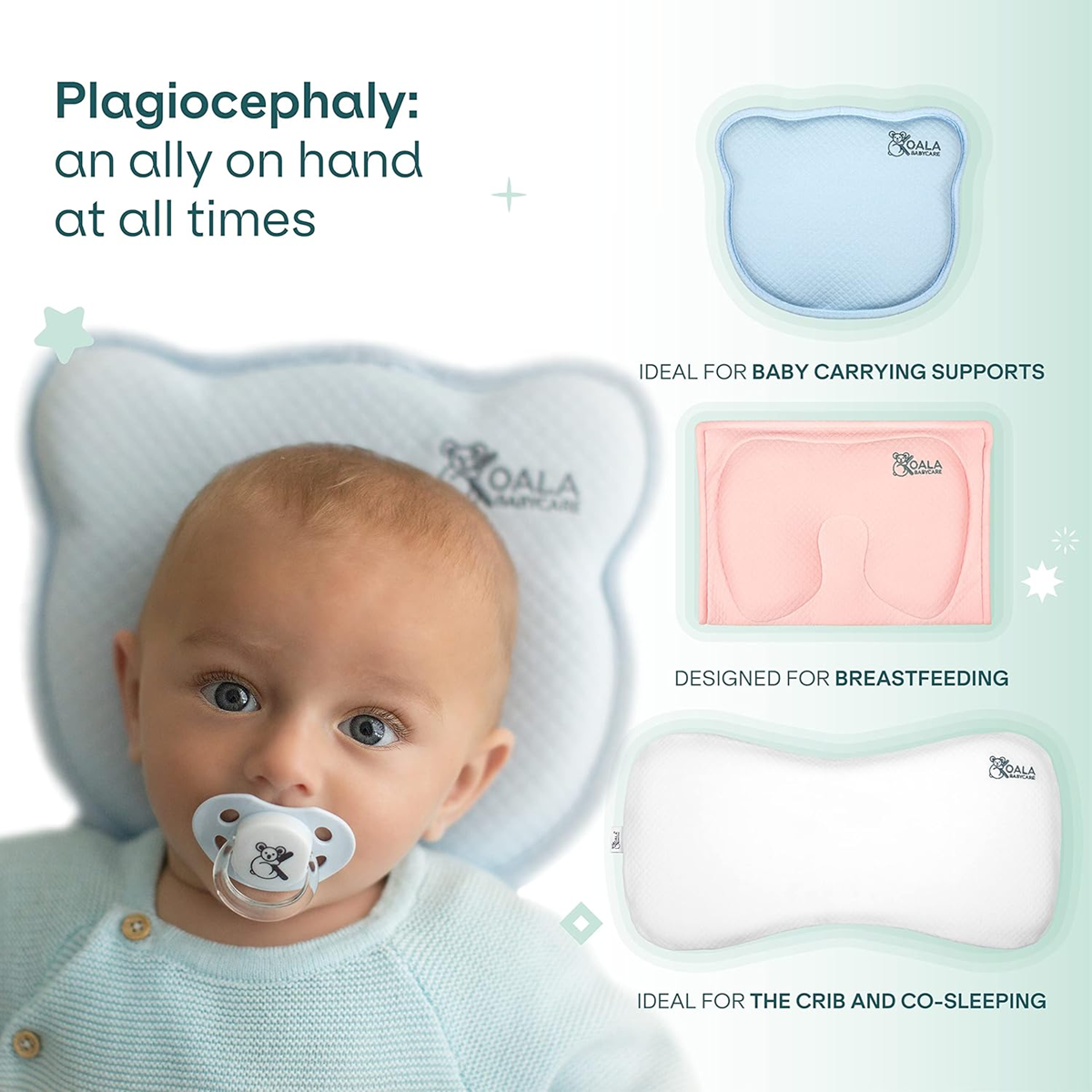 KOALA BABYCARE poduszka niemowlęca + poszewka ZAPOBIEGA plagiocefalii