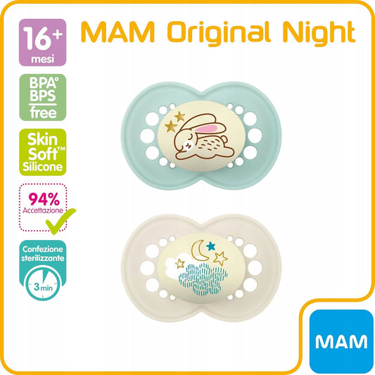 MAM ORIGINAL NIGHT Πιπίλα Καταπραϋντική 2 τεμ. 16 μηνών+