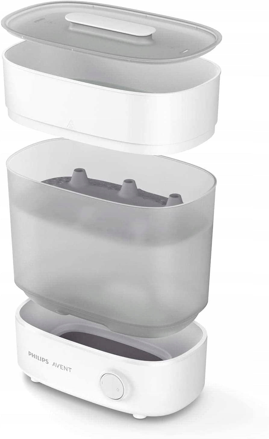 PHILIPS AVENT elektryczny sterylizator parowy U biało-szary, 3-elementowy, do sterylizacji butelek i smoczków