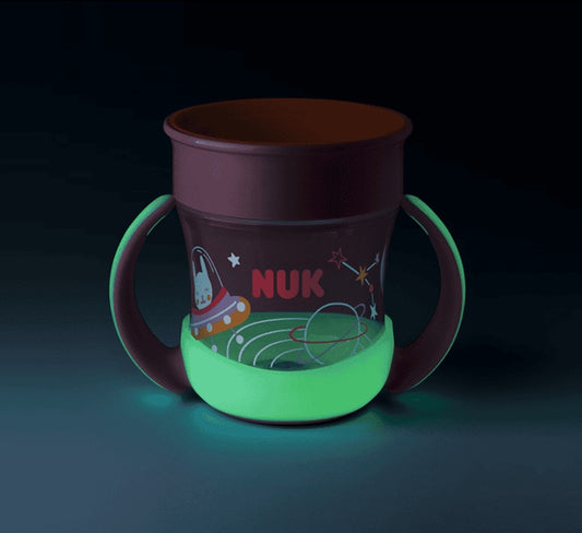 NUK Mini Magic Cup lonček proti polivanju 360° 160 ml 6 m+ sveti v temi