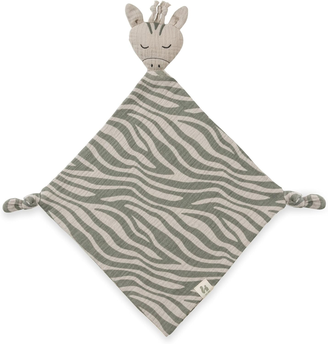 HAUCK Cuddle N Play musselinbamse, nusseklud 25 x 25 cm ZEBRA SAGE