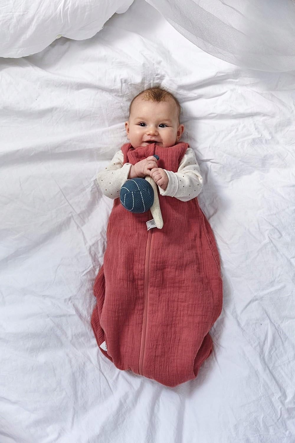 LASSIG śpiworek muślinowy do spania 13-18msc, letni śpiwór dla dziecka w kolorze różowym