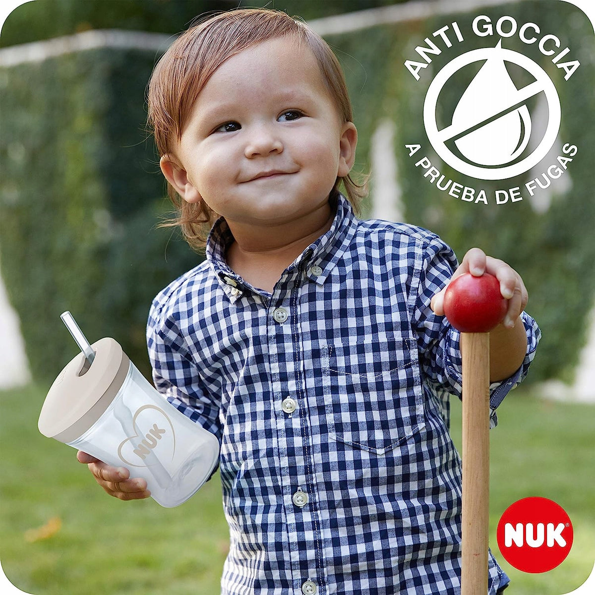 NUK Action Cup KUBEK NIEKAPEK 12 m+ różowy, kubek ze słomką dla dziecka, bez BPA, 230 ml