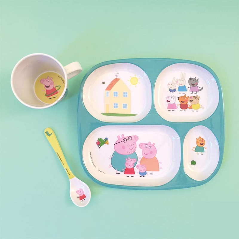 PETIT JOUR PARIS Peppa Pig plato de melamina con 4 compartimentos 21 x 24 cm