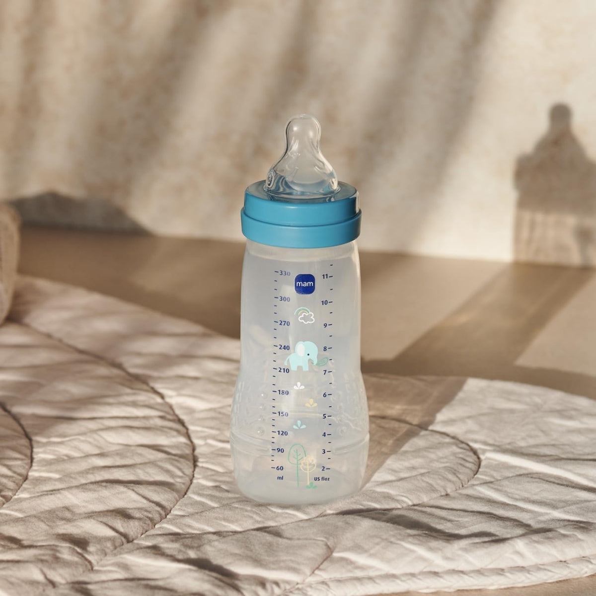 MAM Easy Active steklenička 330 ml, 6 m+, cuclj 4, zelo hiter pretok, SLON