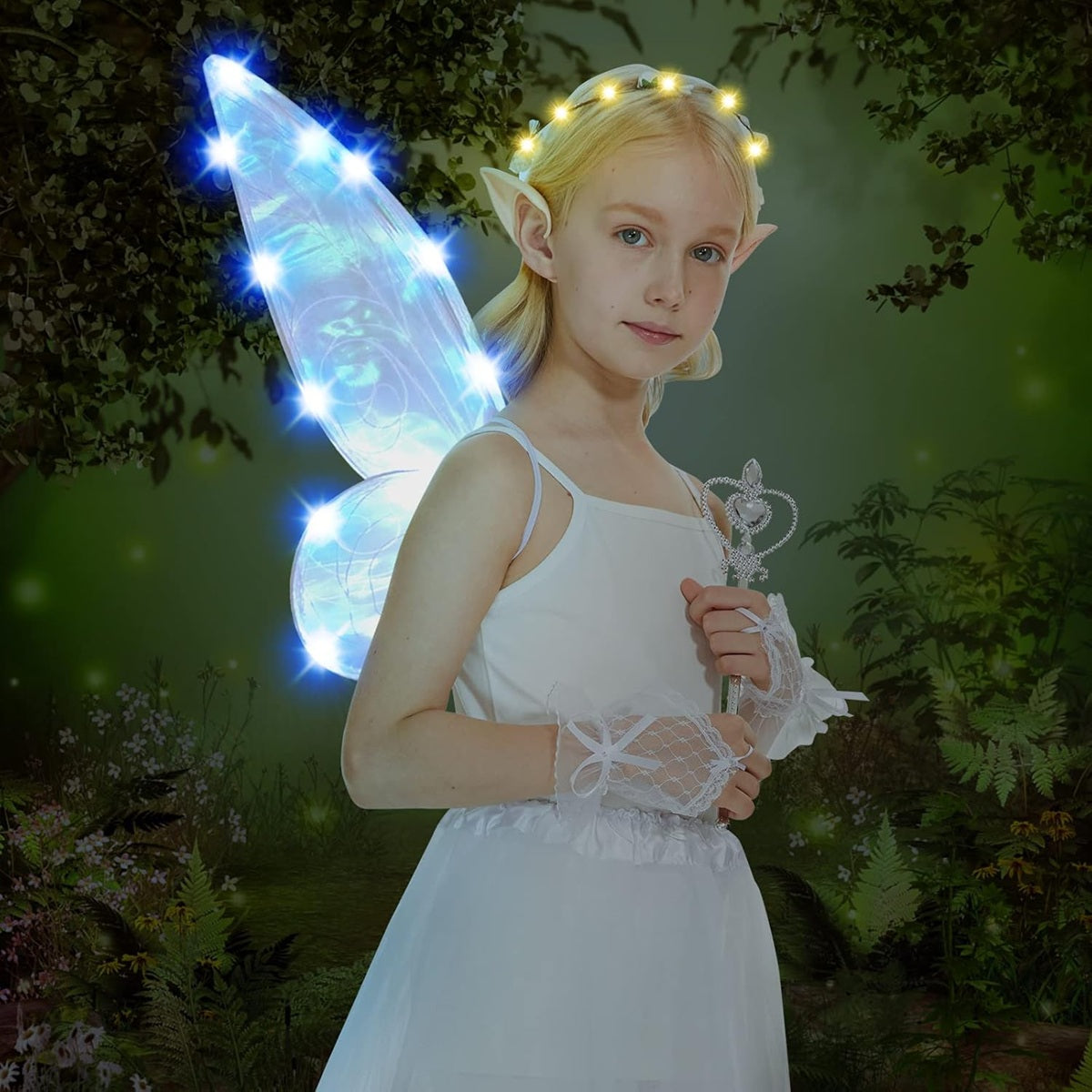 FORMIZON φτερά νεράιδας με LED + ραβδί στεφάνι αυτιά 46 x 65 εκ