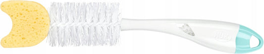 NUK 2w1 szczotka do czyszczenia smoczków butelek i smoczków 28 cm, biało-niebiesko-żółta