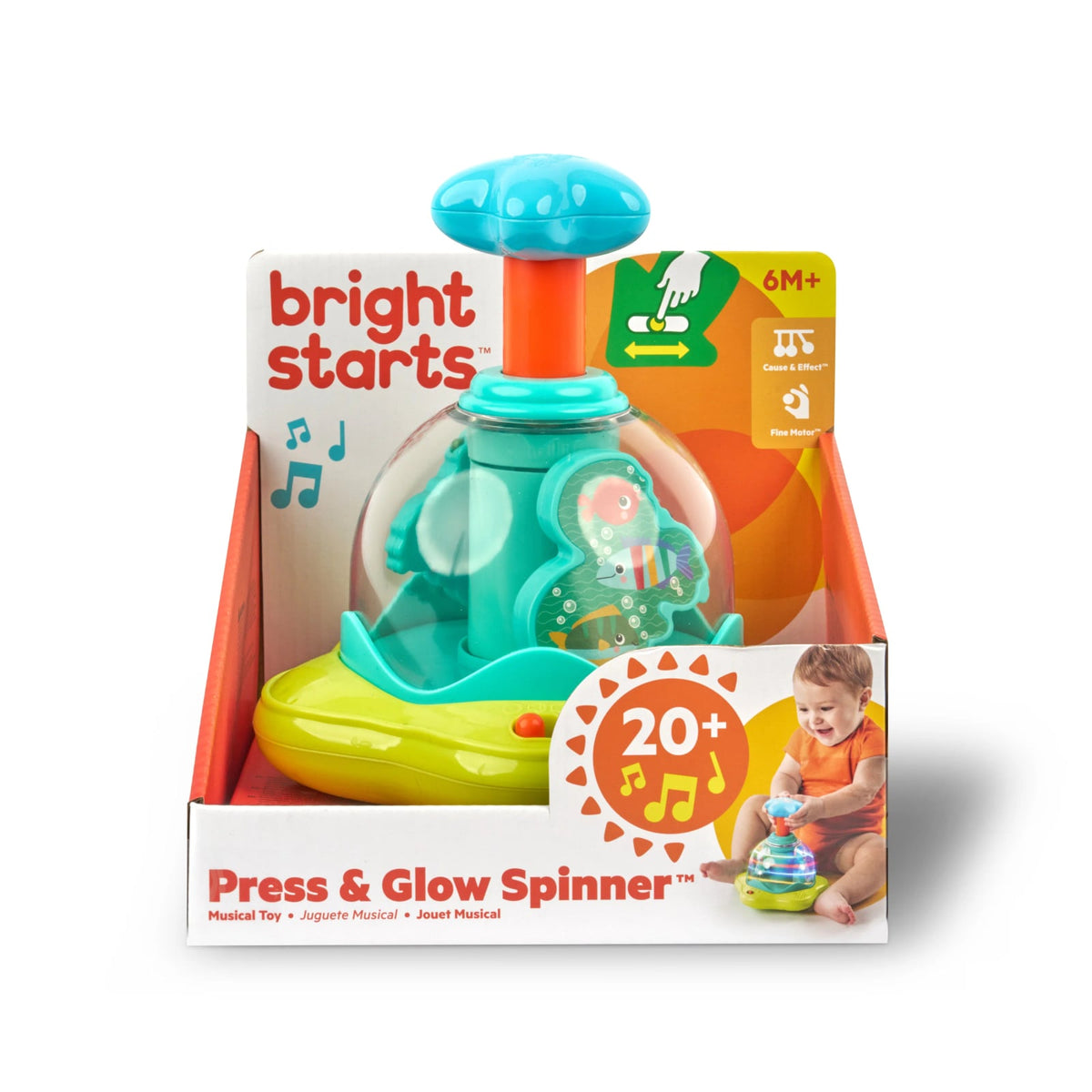 Bright Starts Press Glow Spinner hudební hračka 6m+