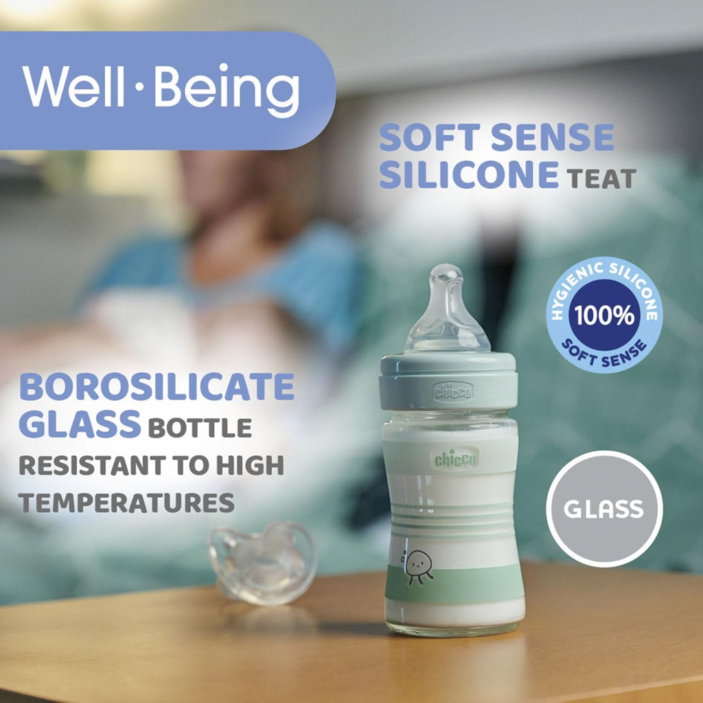 CHICCO biberón Well Being 0m+ 150ml vidrio