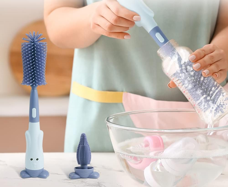 VICLOON 3-en-1 brosses de nettoyage en silicone pour biberons, tétines et pailles 28cm