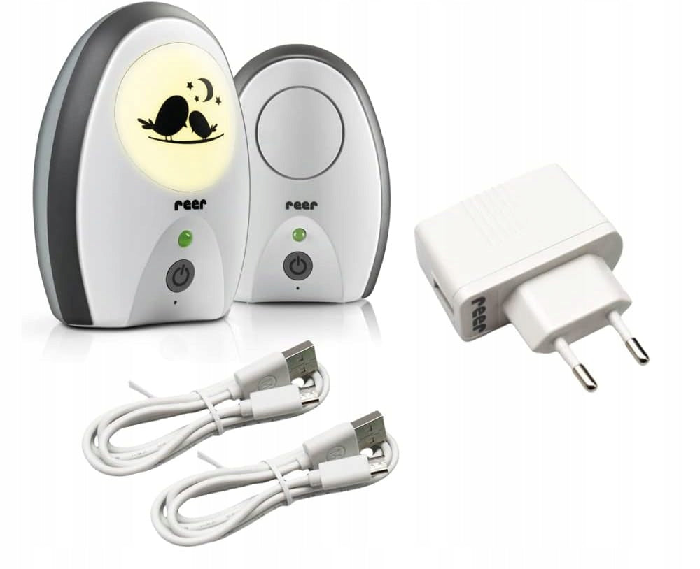 REER Rigi Digital cyfrowa niania elektroniczna FHSS, zestaw z 2 przewodami USB i zasilaczem