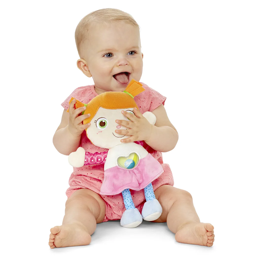 CHICCO Muñeca Emily de peluche abrazable con sonajero en el corazón, 26 cm