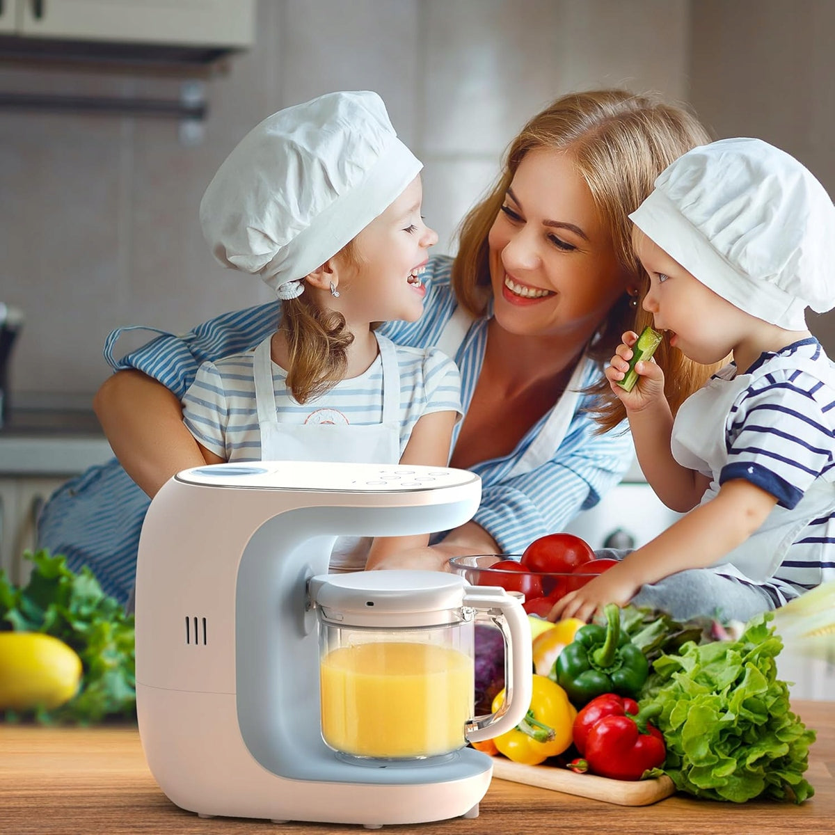 ECCOMUM kuhinjski robot 5v1 s parnim kuhalnikom, mešalnikom in sterilizatorjem + lopatka