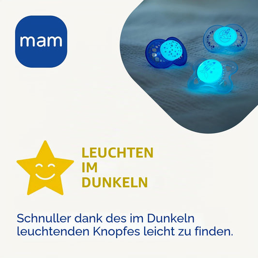 MAM Original Day&Night silikonový dudlík x4 od 16 měsíců SVÍTÍCÍ