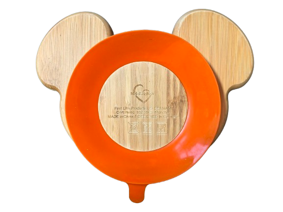MeloBabyKids cuenco de bambú con ventosa RATÓN 18 x 24 cm para niños