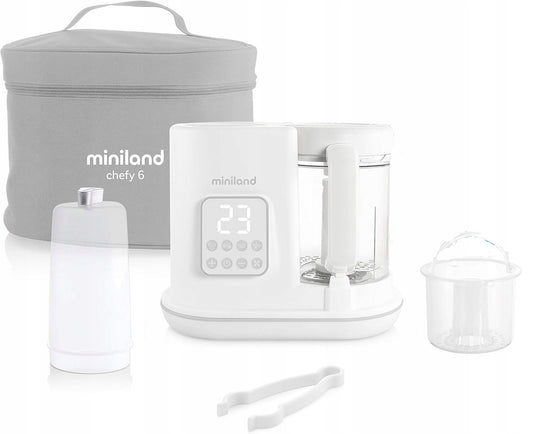 MINILAND Chefy 6 robot da cucina 6 in 1 vaporiera frullatore + pinze misurino borsa