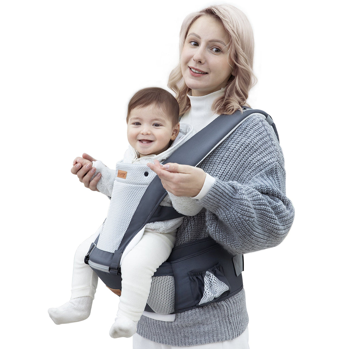 BESREY Babytrage mit Hüftsitz, ergonomisch, 6-in-1