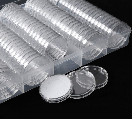 KYRIO 100 capsule per monete + 90 guarnizioni in 5 misure