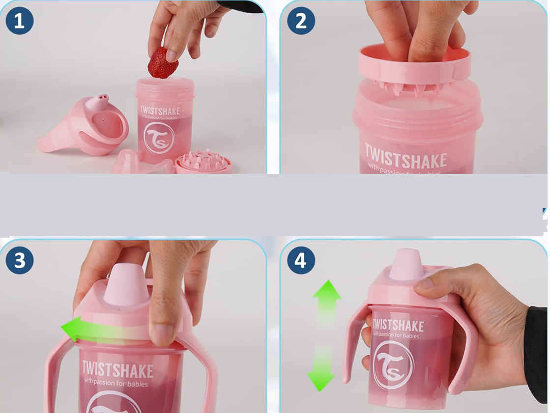 TWISTSHAKE Mini Cup ποτήρι χωρίς διαρροές με στόμιο και μπλέντερ 230 ml 4 μηνών+