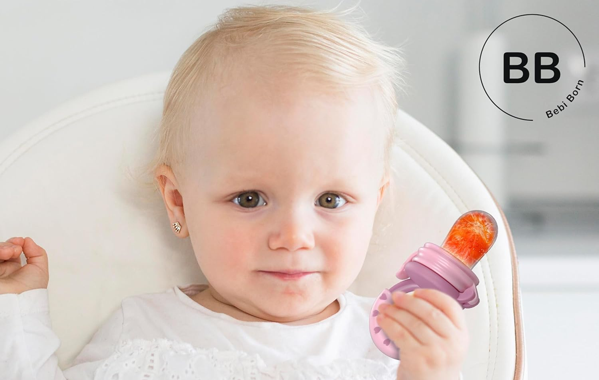 BEBI BORN grizalo in podajalnik sadja za otroke 3-24m, 3 nastavki