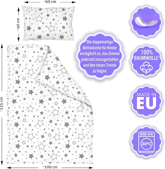 AMILIAN 2-delni komplet posteljnine 100x135 / 40x60 bombaž