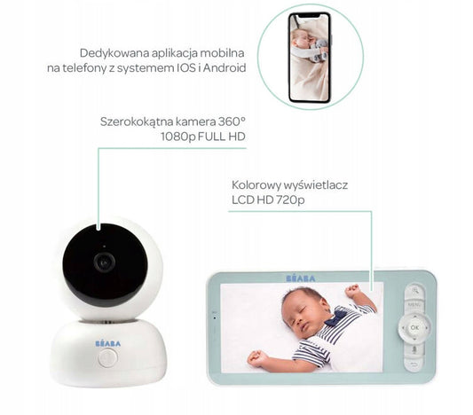 BEABA Zen Premium elektronska varuška s kamero 360° Full HD in aplikacijo
