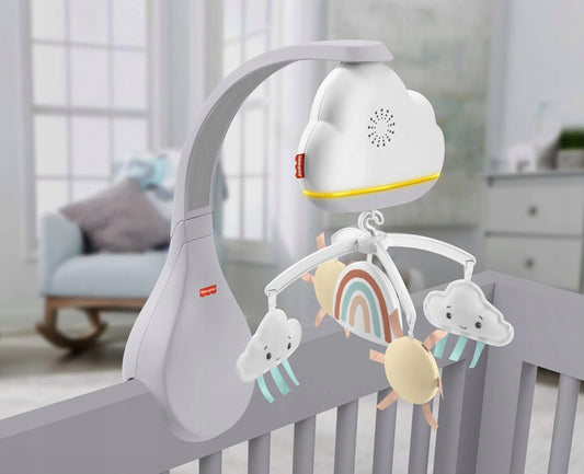 FISHER PRICE 2w1 giostrina con sensore di rumore, lampada da notte da tavolo