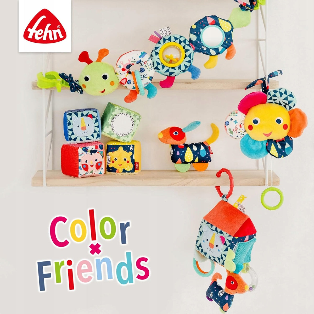 FEHN Color piłka materiałowa z dźwiękiem 16cm, kolorowa zabawka sensoryczna dla niemowląt, miękka i bezpieczna