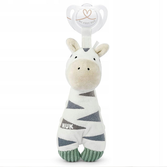 NUK Little Friend chupete calmante con peluche CEBRA 0-6 m para bebés