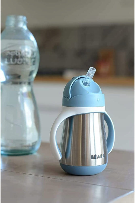 BEABA tazza antigoccia con cannuccia IN ACCIAIO 250 ml