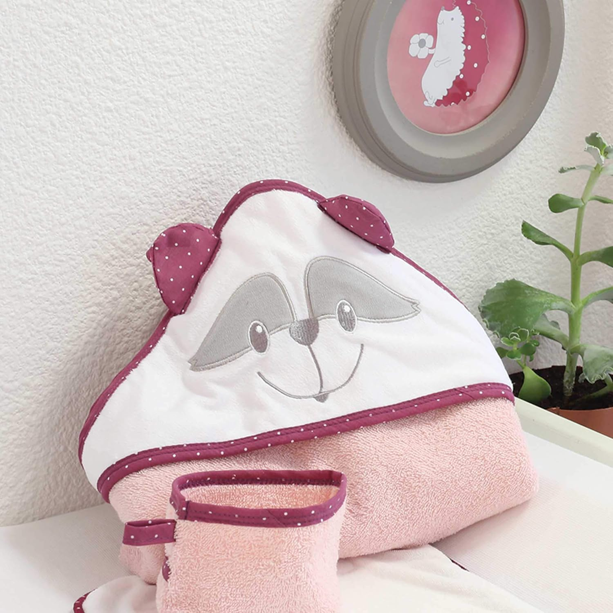 TROIS KILOS SEPT toalla con capucha 70x70 cm + manopla para el baño