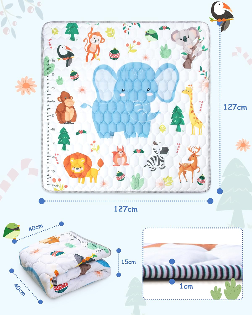 FUNSLAND alfombra de juegos para bebés con medidor de crecimiento 127x127 cm
