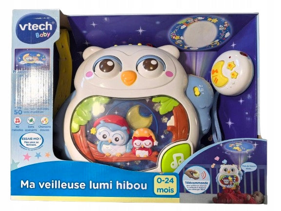VTECH Sova Lumi hudební noční lampička + dálkový ovladač 25x28 cm J. FRANCOUZSKÝ