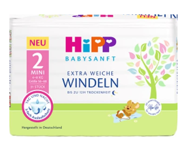 HIPP plenice za enkratno uporabo, velikost 2, 4-8 kg x31