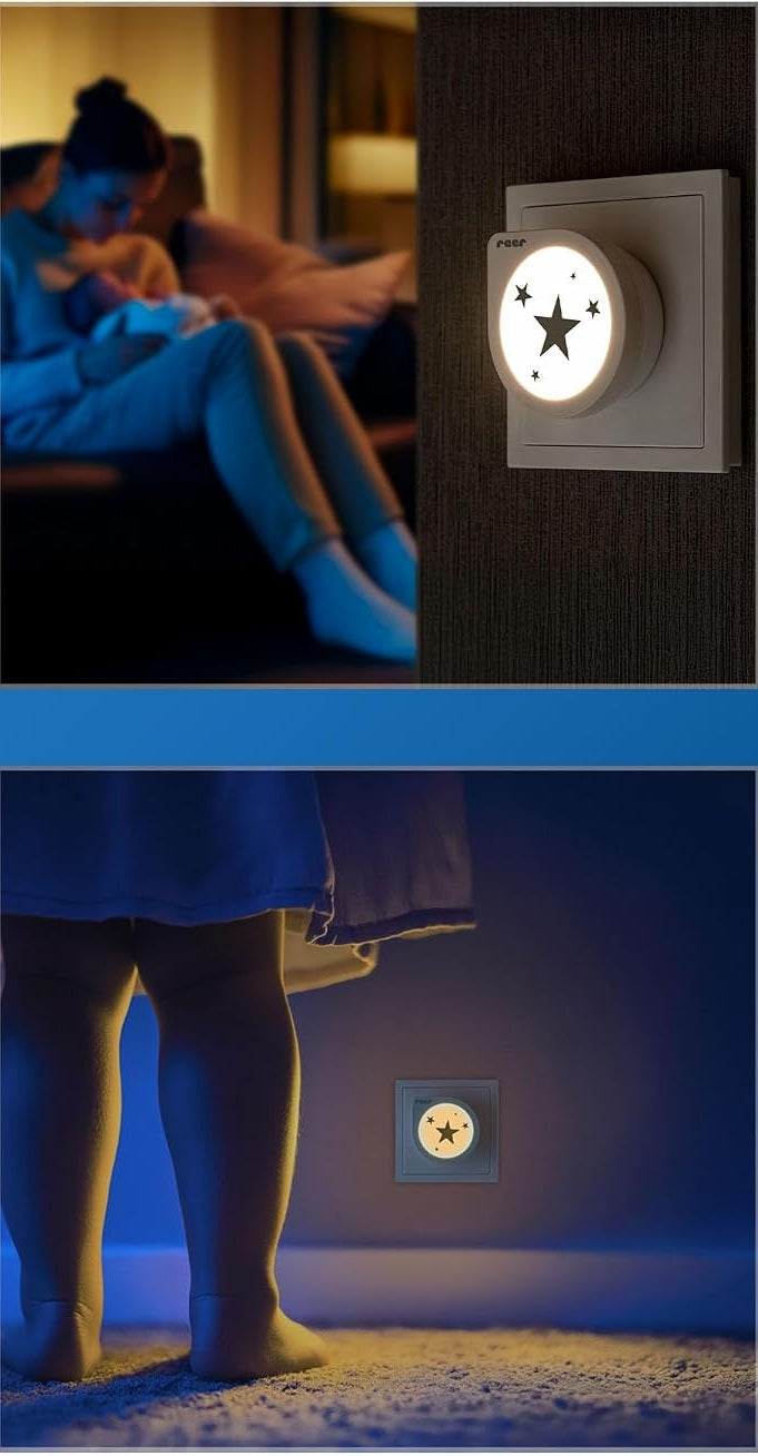 REER NightGuide Star LED нощна лампа за контакт със сензор за тъмнина