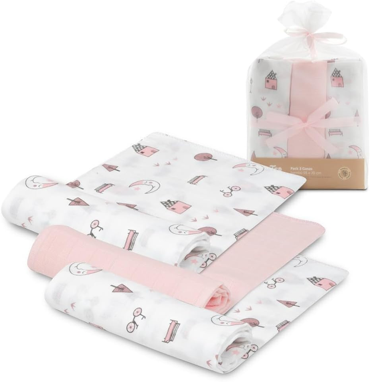 Pături muselină INTERBABY x3 bambus bumbac 55x70cm