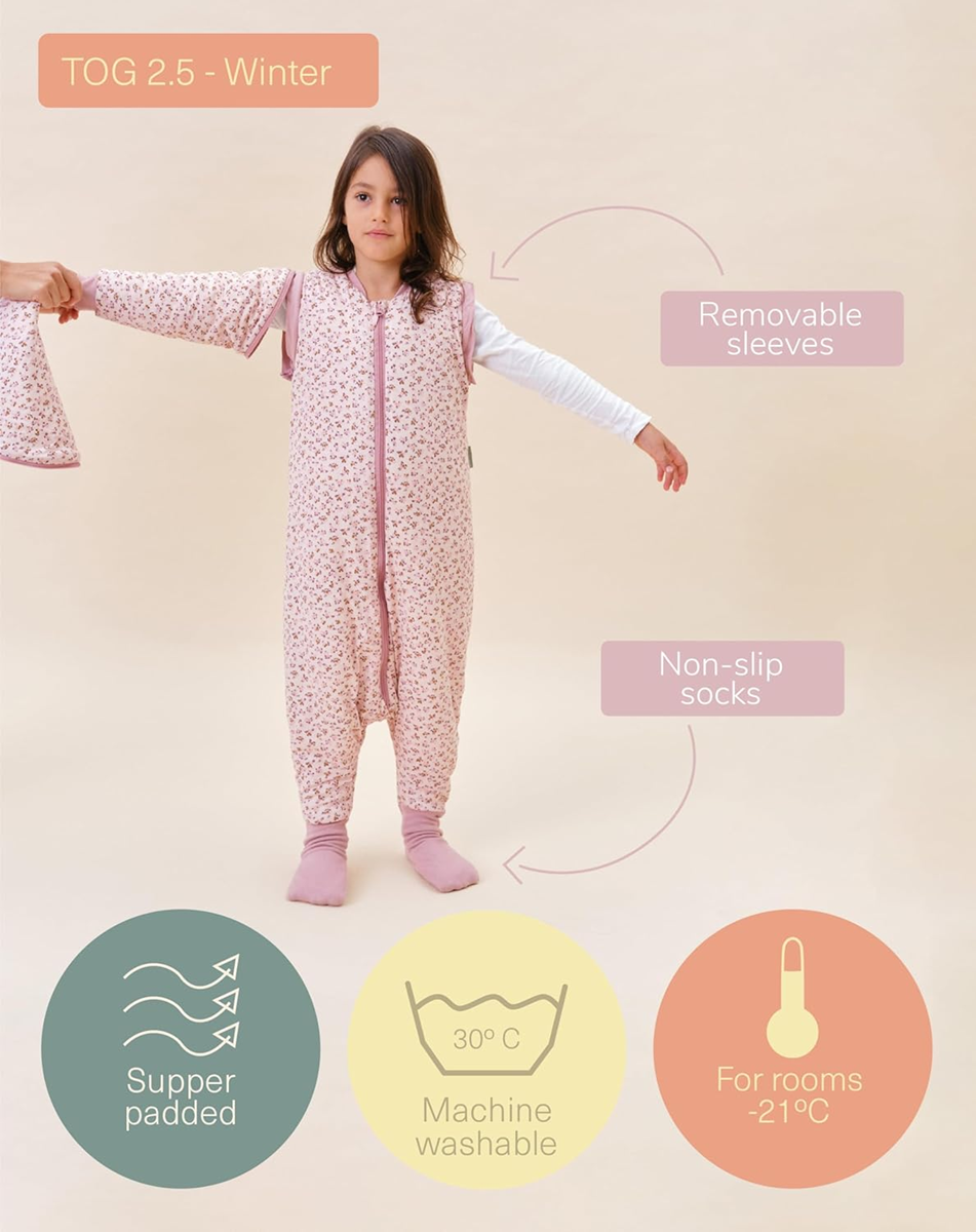 MOLIS&CO saco de dormir de invierno 2,5 TOG 3 años con mangas desmontables