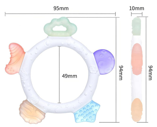 AKOLIK izjemno mehko silikonsko grizalo za masažo 9,5 cm 3 m+