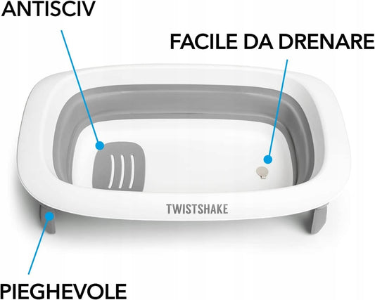 TWISTSHAKE zložljiva kompaktna kad + vložek + posoda za izpiranje