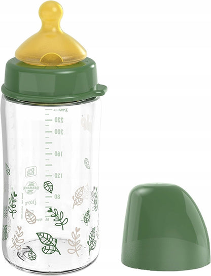 NIP Cherry Green steklenička iz stekla z lateksnim cucljem velikosti M 240 ml