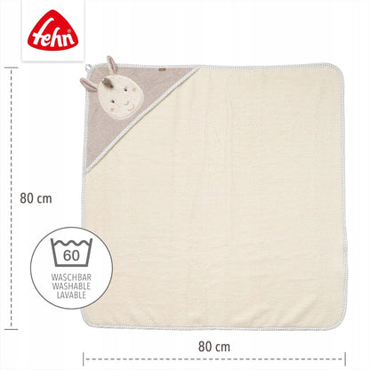FEHN Peru Toalla con capucha 80x80 cm para bebés de algodón
