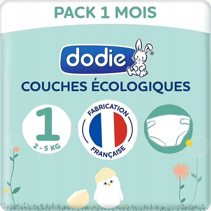 DODIE pieluchy jednorazowe ekologiczne rozm.1 (2-5kg) x100, hipoalergiczne pieluszki dla niemowląt