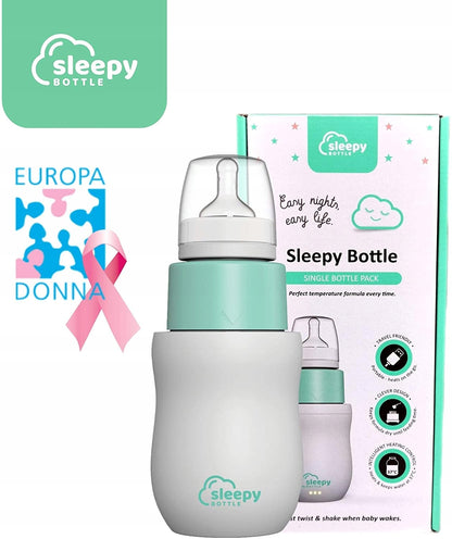 SLEEPY BOTTLE zestaw startowy podgrzewacz z butel, biało-miętowy zestaw do mleka dla niemowląt z butelką i opakowaniem