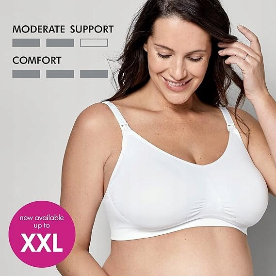 MEDELA KEEP COOL ULTRA biustonosz do karmienia + wkładki XL, biały, bezszwowy, komfortowy i oddychający