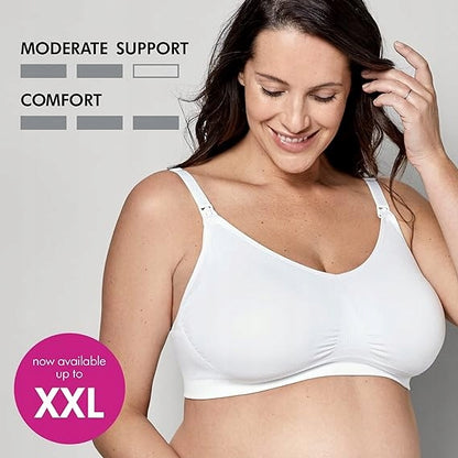 MEDELA KEEP COOL ULTRA biustonosz do karmienia + wkładki XL, biały, bezszwowy, komfortowy i oddychający