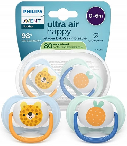 Chupetes PHILIPS AVENT Ultra Air Happy x 2 0-6 meses