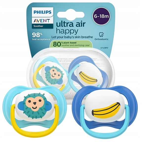 PHILIPS AVENT Chupetes Ultra Air Happy x 2 6-18 meses